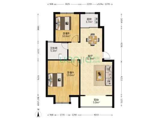 栈泾梅苑 2室1厅1卫 93平方