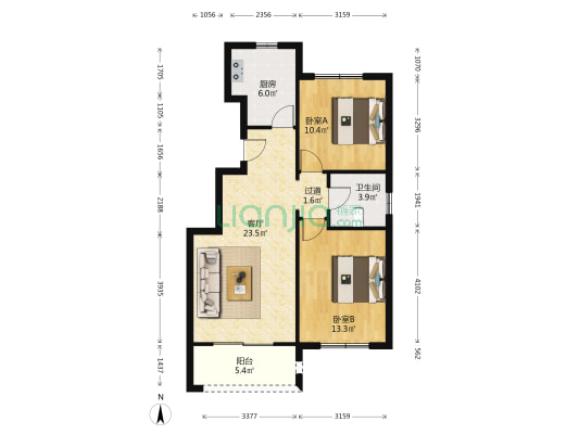 牛驼温泉孔雀城漪泉苑 2室1厅1卫 80平方