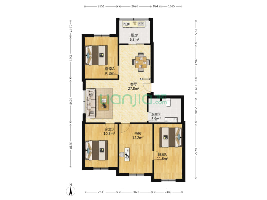 小汽车城 4室1厅1卫 110平方