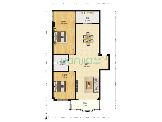 兴东苑 2室1厅1卫 126平方