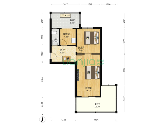 电大街58号 2室1厅1卫 57平方