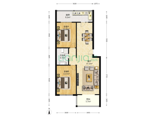 开元小区 2室1厅1卫 98平方