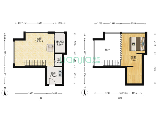远洋外滩壹号 1室1厅2卫 45平方