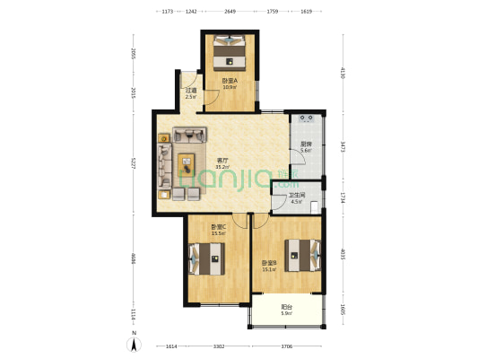 青年东路10号 3室1厅1卫 122平方