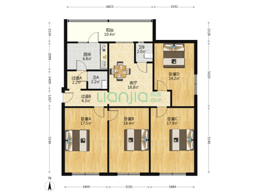 沈阳工行家园 4室1厅2卫 120平方