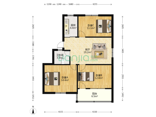 马尾福顺新村 3室1厅1卫 95平方