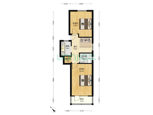 海伦西路30弄 2室1厅1卫 62平方