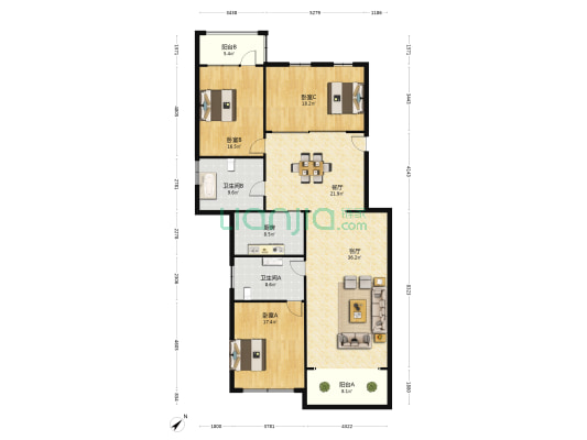 申安公寓 3室2厅2卫 177平方