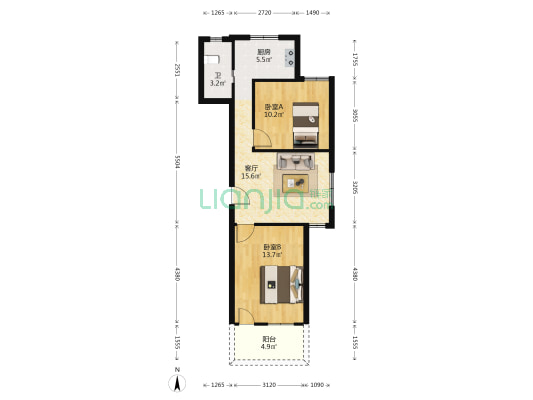 外贸宿舍(仓山区) 2室1厅1卫 71平方
