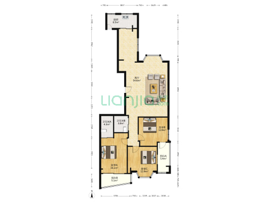 21世纪曙光大厦 3室1厅2卫 165平方