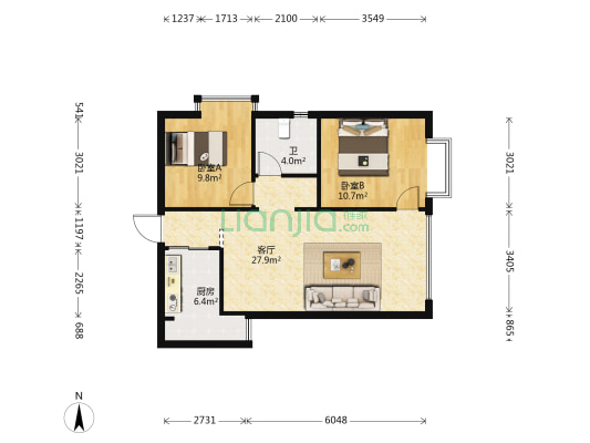 耀兴枫丹白露 2室1厅1卫 81平方