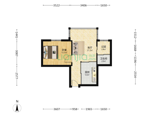 陈李济药厂宿舍 1室1厅1卫 46平方