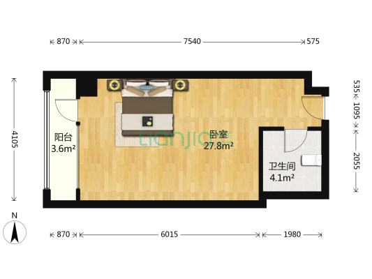 金江大厦 1室0厅1卫 46平方