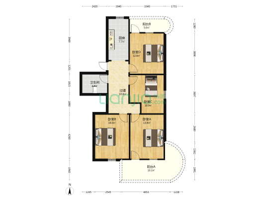 创业后浦公寓 4室0厅1卫 115平方