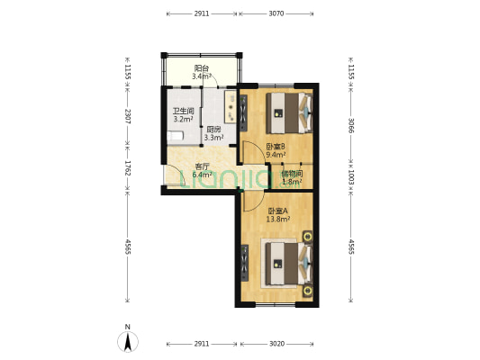 八家子社区 2室1厅1卫 56平方