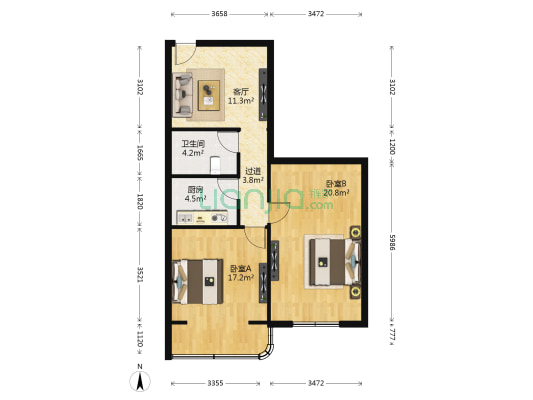 四德里 2室1厅1卫 81平方