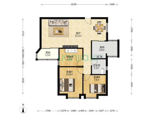 新莲大厦 2室1厅1卫 90平方