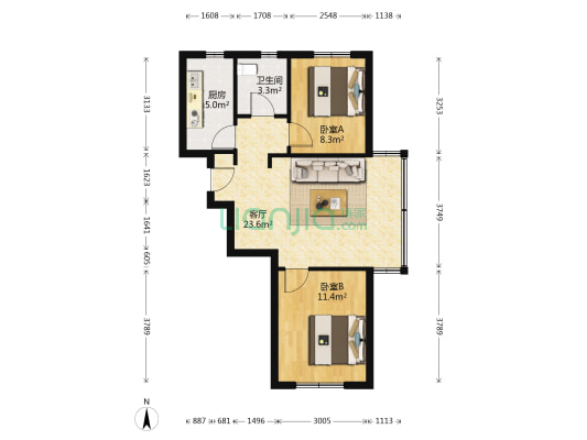 步阳江南甲第五期 2室1厅1卫 69平方