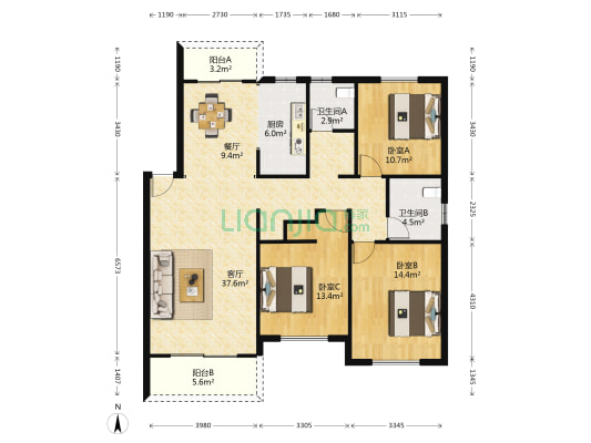 新昌里公寓 3室2厅2卫 123平方