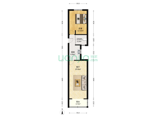 番禺路385弄 1室1厅1卫 54平方