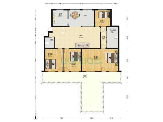 新华书店综合大楼 4室1厅2卫 168平方