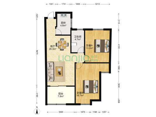 天泽奥莱时代I期 2室1厅1卫 79平方
