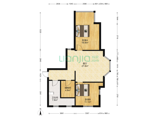 润和南岸花城西区 2室1厅1卫 90平方