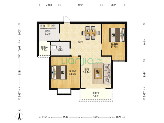 金桥名邸 2室1厅1卫 100平方