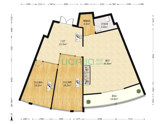 南湖御景 2室1厅1卫 93平方