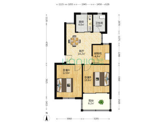 斜家桥新村 2室1厅1卫 65平方