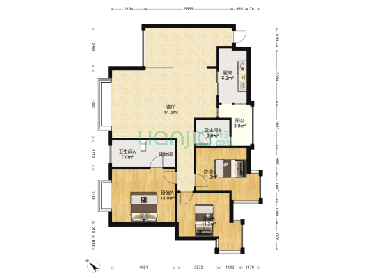 艺景春天 3室1厅2卫 116平方