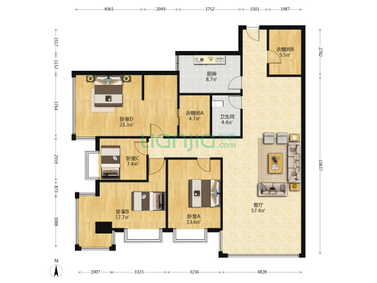 东新路86号 4室1厅1卫 83平方