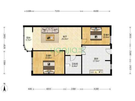 康定大厦 2室1厅1卫 111平方