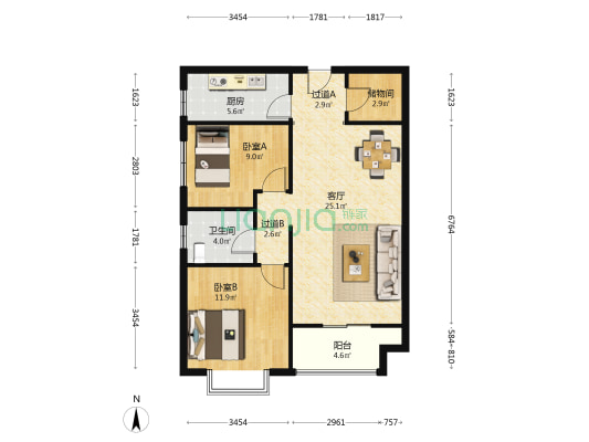 慈云宏景 2室1厅1卫 93平方