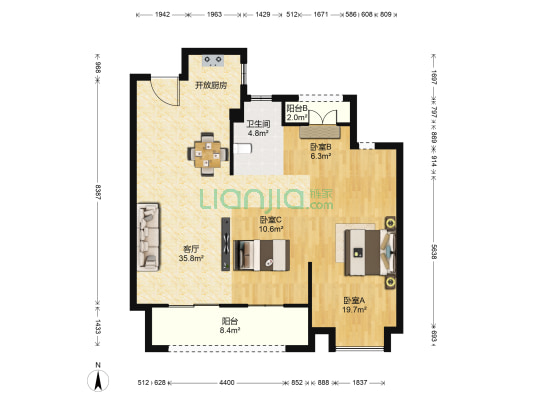 檀悦府 3室1厅1卫 99平方