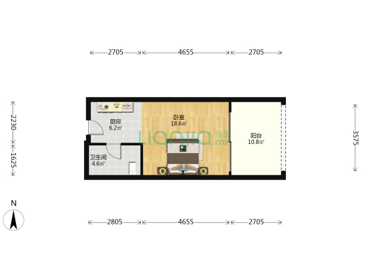 富力湾一期 1室0厅1卫 51平方