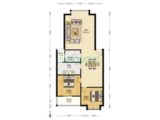 蜀风花园城二期 2室1厅1卫 151平方