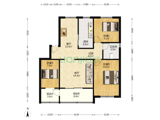 环城西路68号 3室2厅1卫 96平方