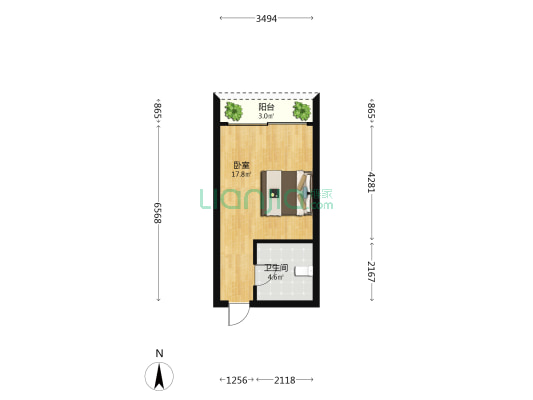 西秀名郡 1室0厅1卫 37平方
