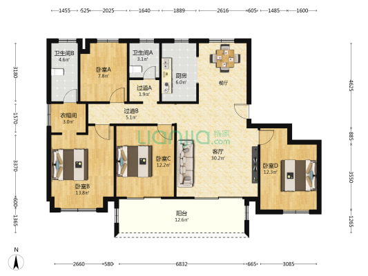 水沐明悦府 4室1厅2卫 149平方