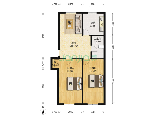 安岳楼 2室1厅1卫 85平方