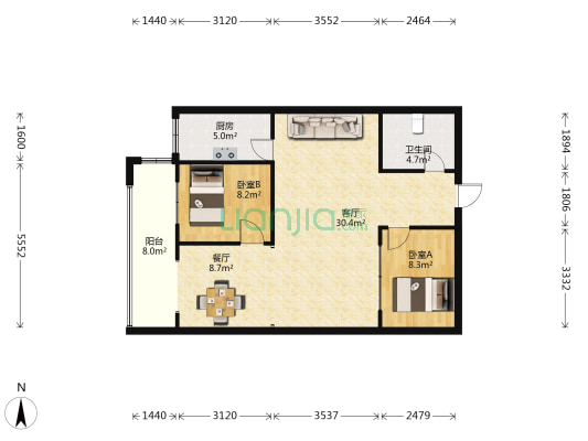永济路小区 2室2厅1卫 98平方