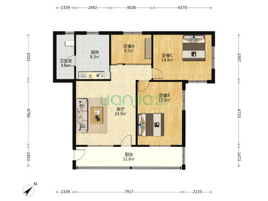 安宁南街 3室1厅1卫 89平方