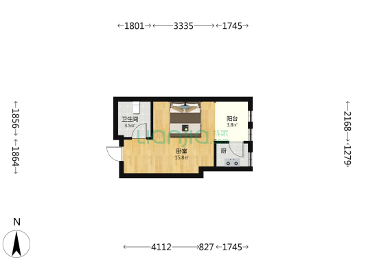 天祺佰潮汇 1室0厅1卫 38平方