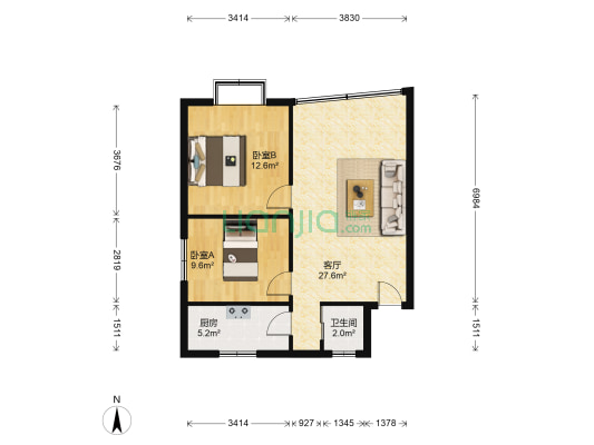 佳鑫花园 2室1厅1卫 71平方