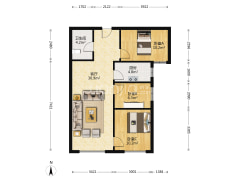 南向小三居格局，简单装修，小书房无遮挡，诚意出售-涿州鸿坤理想湾北区户型图