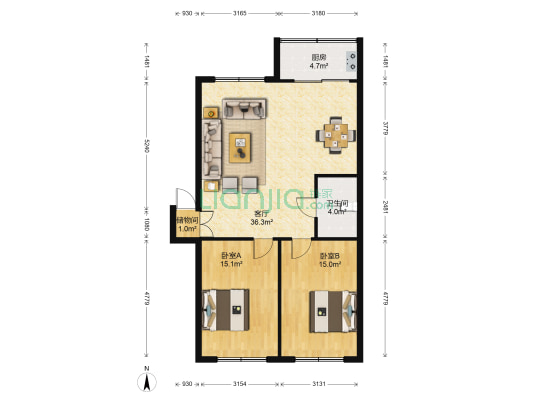 小康家园 2室1厅1卫 101平方