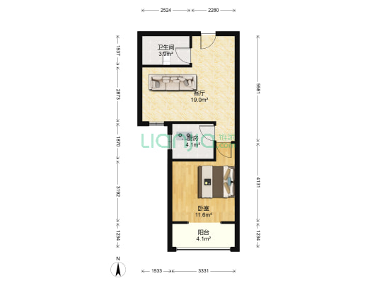 世博广场 1室1厅1卫 65平方