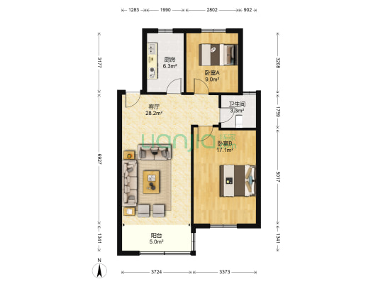 海沙新村 2室1厅1卫 81平方