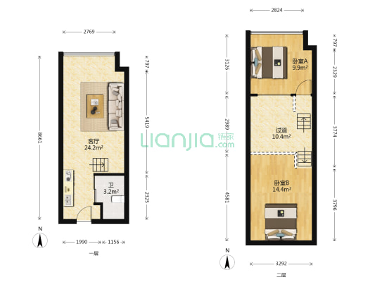 达美寰宇中心 2室1厅1卫 43平方